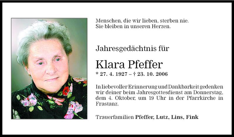 Todesanzeigen Von Klara Pfeffer Todesanzeigen Vorarlberger Nachrichten