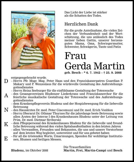 Todesanzeigen Von Gerda Martin Todesanzeigen Vorarlberger Nachrichten