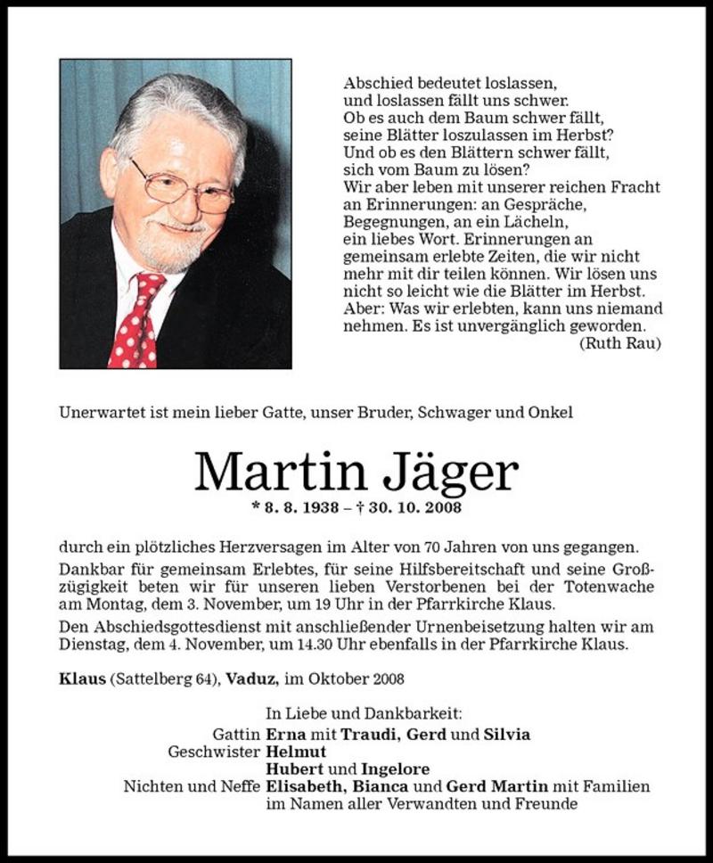 Todesanzeigen Von Martin J Ger Todesanzeigen Vorarlberger Nachrichten