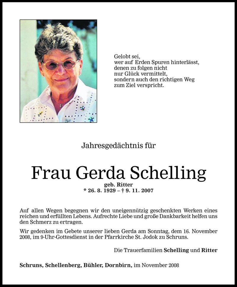 Todesanzeigen Von Gerda Schelling Todesanzeigen Vorarlberger Nachrichten