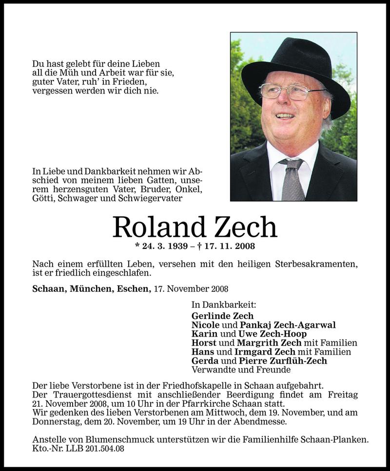 Todesanzeigen Von Roland Zech Todesanzeigen Vorarlberger Nachrichten