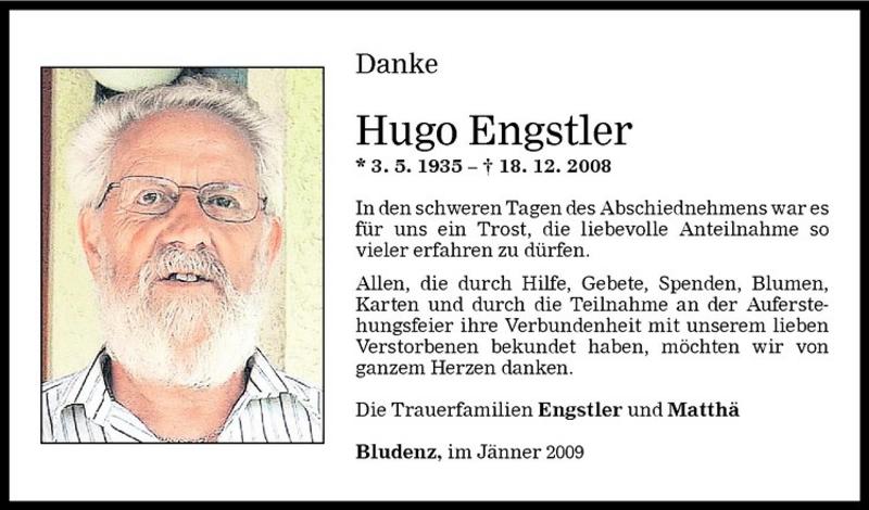 Todesanzeigen Von Hugo Engstler Todesanzeigen Vorarlberger Nachrichten