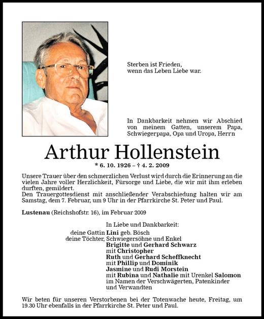 Todesanzeigen Von Arthur Hollenstein Todesanzeigen Vorarlberger