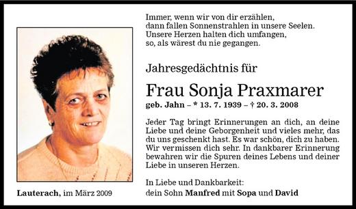 Todesanzeigen Von Sonja Praxmarer Todesanzeigen Vorarlberger Nachrichten