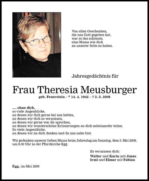 Todesanzeigen Von Theresia Meusburger Todesanzeigen Vorarlberger