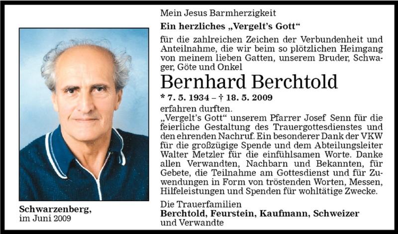 Todesanzeigen Von Bernhard Berchtold Todesanzeigen Vorarlberger