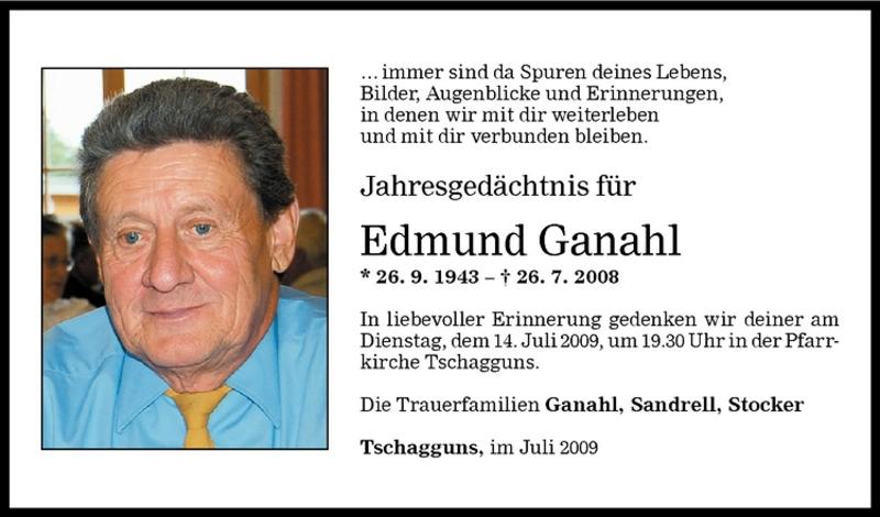 Todesanzeigen Von Edmund Ganahl Todesanzeigen Vorarlberger Nachrichten