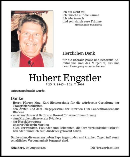 Todesanzeigen Von Hubert Engstler Todesanzeigen Vorarlberger Nachrichten