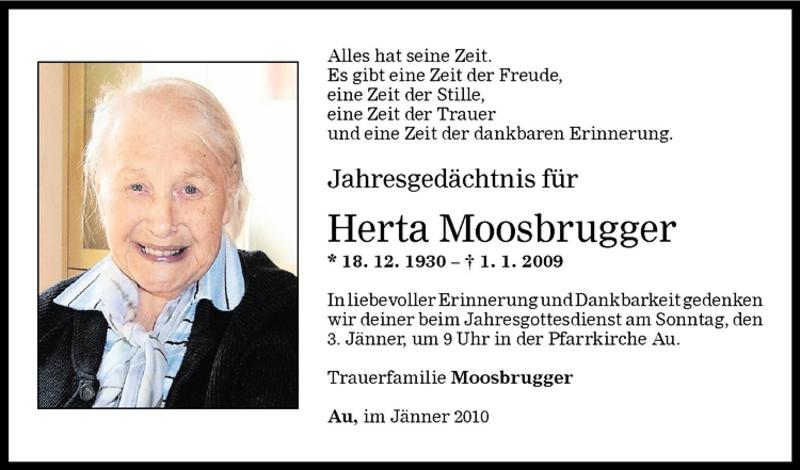 Todesanzeigen Von Herta Moosbrugger Todesanzeigen Vorarlberger