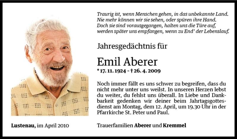 Todesanzeigen Von Emil Aberer Todesanzeigen Vorarlberger Nachrichten