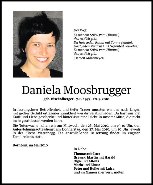 Todesanzeigen Von Daniela Moosbrugger Todesanzeigen Vorarlberger