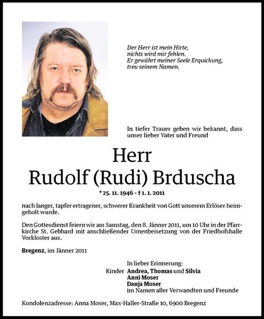 Todesanzeigen Von Rudolf Rudi Brduscha Todesanzeigen Vorarlberger