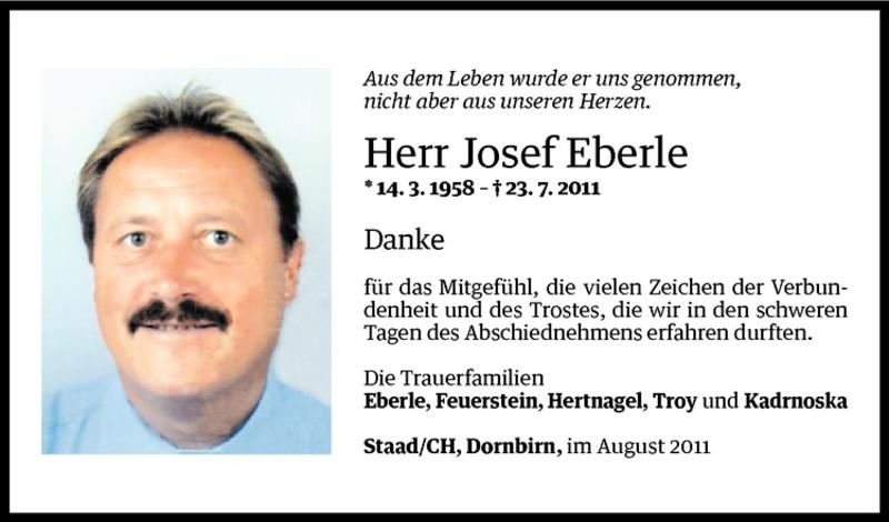 Todesanzeigen Von Josef Eberle Todesanzeigen Vorarlberger Nachrichten