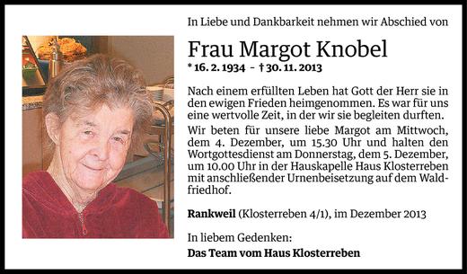 Todesanzeigen Von Margot Knobel Todesanzeigen Vorarlberger Nachrichten