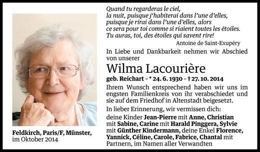 Todesanzeigen Von Wilma Lacouriere Todesanzeigen Vorarlberger Nachrichten