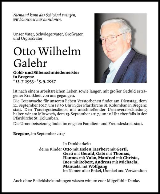 Todesanzeigen Von Otto Wilhelm Galehr Todesanzeigen Vorarlberger