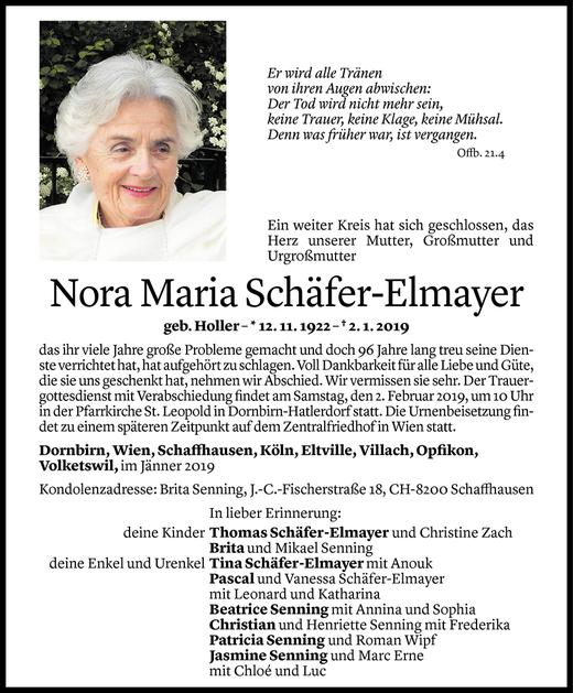 Todesanzeigen Von Nora Maria Sch Fer Elmayer Todesanzeigen