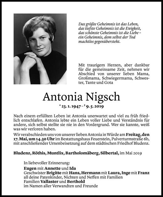 Todesanzeigen Von Antonia Nigsch Todesanzeigen Vorarlberger Nachrichten