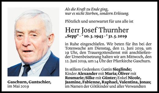 Todesanzeigen Von Josef Thurnher Todesanzeigen Vorarlberger Nachrichten