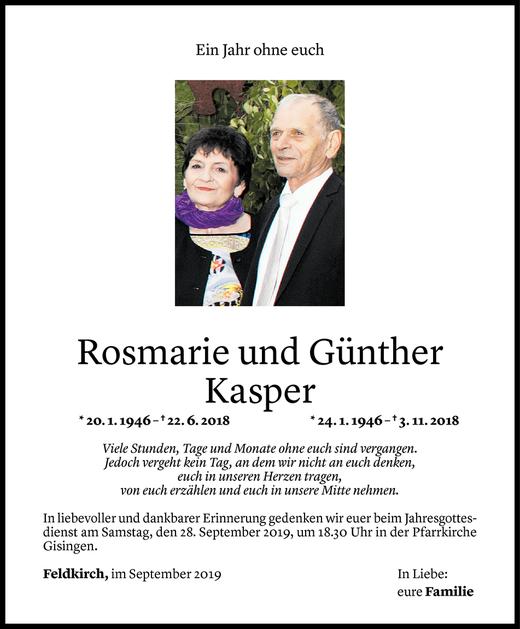 Todesanzeigen Von Rosmarie Und G Nther Kasper Todesanzeigen