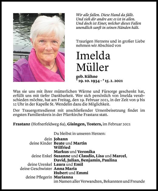 Todesanzeigen Von Imelda M Ller Todesanzeigen Vorarlberger Nachrichten