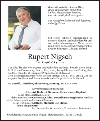 Gedenkkerzen Von Rupert Nigsch Todesanzeigen Vorarlberger Nachrichten