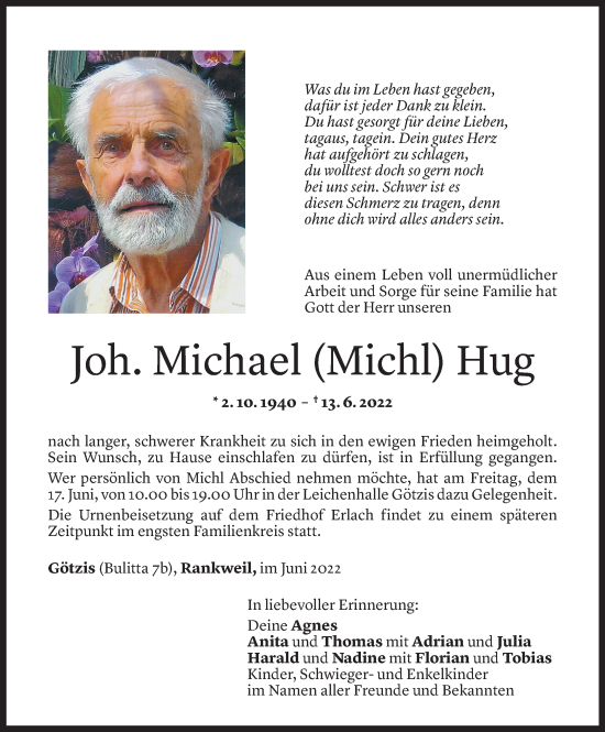 Gedenkkerzen Von Joh Michael Hug Todesanzeigen Vorarlberger Nachrichten