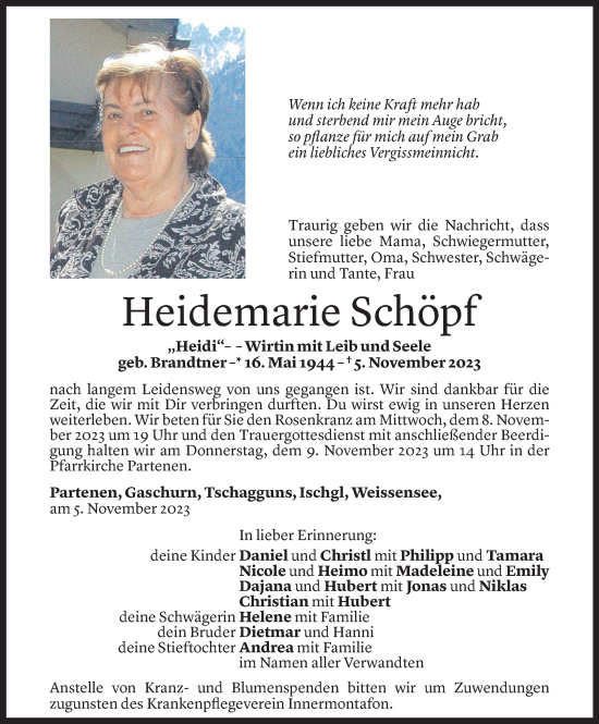 Gedenkkerzen von Heidi Schöpf Todesanzeigen Vorarlberger Nachrichten