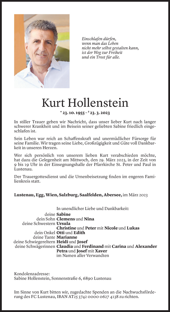 Todesanzeigen Von Kurt Hollenstein Todesanzeigen Vorarlberger Nachrichten