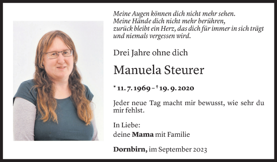 Todesanzeigen Von Manuela Steurer Todesanzeigen Vorarlberger Nachrichten