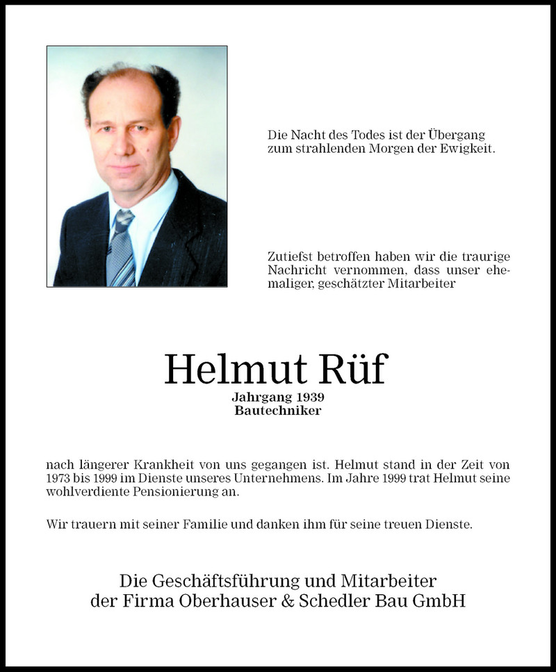 Todesanzeige für Helmut Rüf vom 24.04.2007 aus Vorarlberger Nachrichten