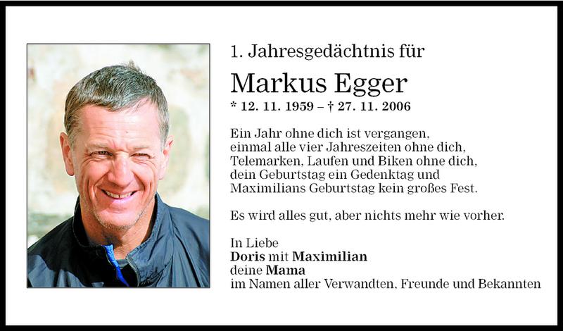  Todesanzeige für Markus Egger vom 24.11.2007 aus Vorarlberger Nachrichten