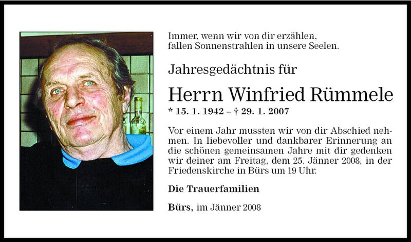  Todesanzeige für Winfried Rümmele vom 24.01.2008 aus Vorarlberger Nachrichten