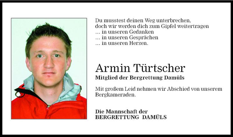  Todesanzeige für Armin Türtscher vom 03.03.2008 aus Vorarlberger Nachrichten