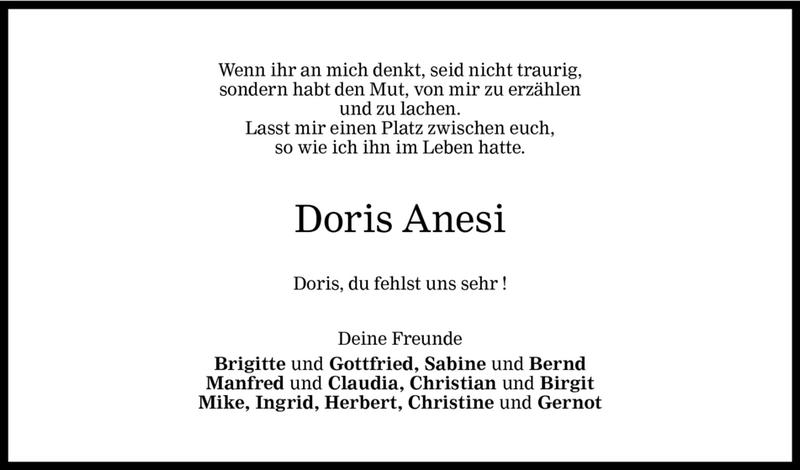  Todesanzeige für Doris Anesi vom 09.05.2008 aus Vorarlberger Nachrichten