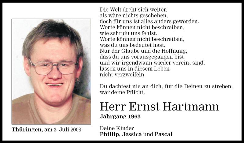  Todesanzeige für Ernst Hartmann vom 08.07.2008 aus Vorarlberger Nachrichten