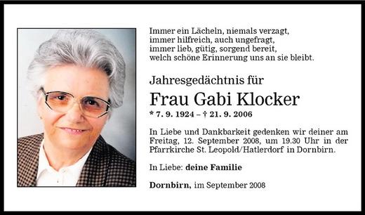 Todesanzeigen Von Gabi Klocker Todesanzeigen Vorarlberger Nachrichten