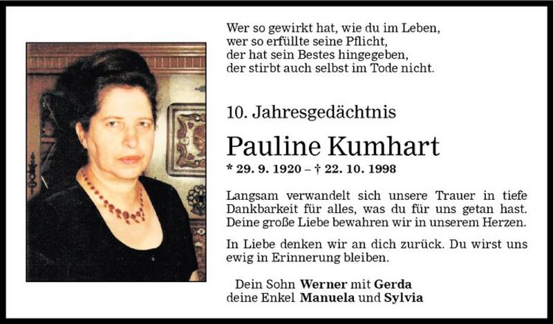  Todesanzeige für Paula Kumhart vom 23.10.2008 aus Vorarlberger Nachrichten