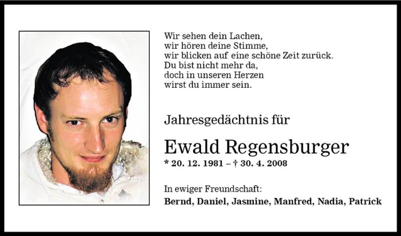  Todesanzeige für Ewald Regensburger vom 01.04.2009 aus Vorarlberger Nachrichten
