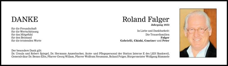  Todesanzeige für Roland Falger vom 04.07.2009 aus Vorarlberger Nachrichten
