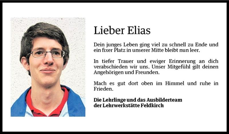  Todesanzeige für Elias Schwarz vom 23.10.2010 aus Vorarlberger Nachrichten