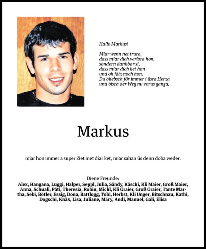  Todesanzeige für Markus Sommer vom 08.03.2011 aus Vorarlberger Nachrichten