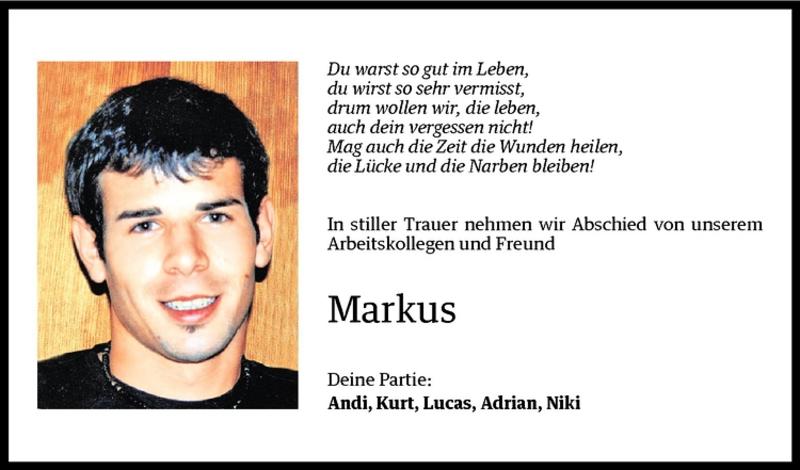  Todesanzeige für Markus Sommer vom 08.03.2011 aus Vorarlberger Nachrichten