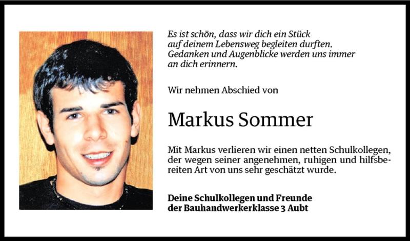  Todesanzeige für Markus Sommer vom 09.03.2011 aus Vorarlberger Nachrichten