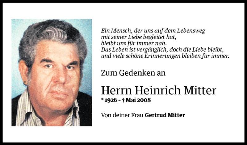  Todesanzeige für Heinrich Mitter vom 07.05.2011 aus Vorarlberger Nachrichten
