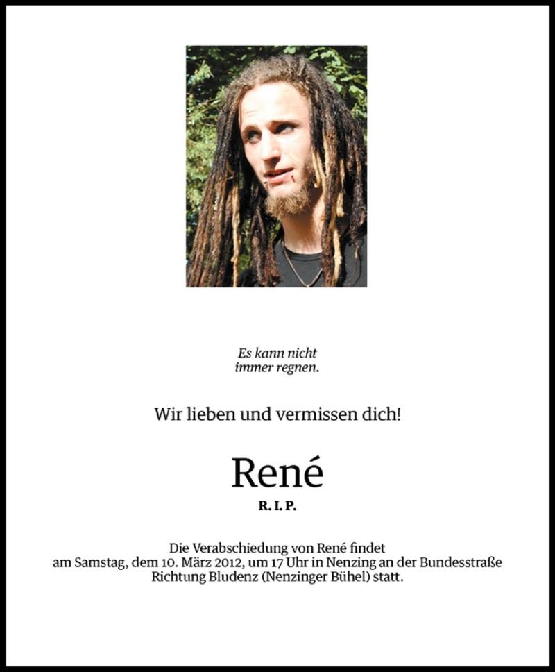  Todesanzeige für Rene Brandstätter vom 08.03.2012 aus Vorarlberger Nachrichten