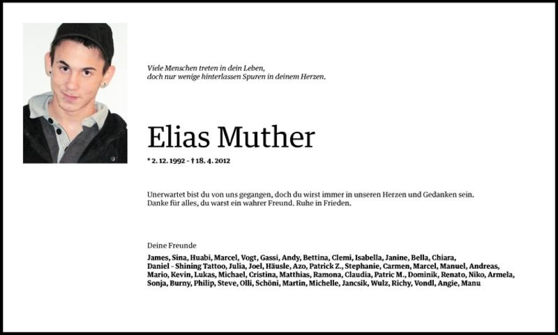  Todesanzeige für Elias Muther vom 25.04.2012 aus Vorarlberger Nachrichten