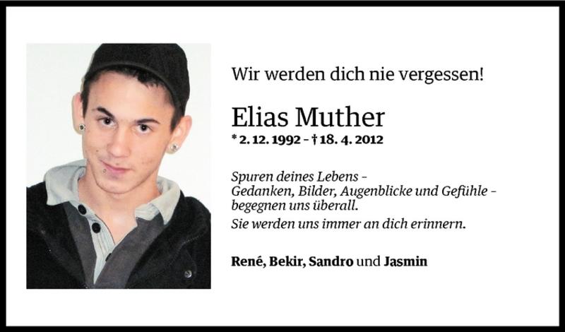  Todesanzeige für Elias Muther vom 27.04.2012 aus Vorarlberger Nachrichten