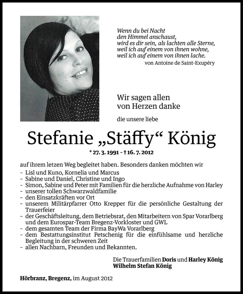  Todesanzeige für Stefanie König vom 03.08.2012 aus Vorarlberger Nachrichten