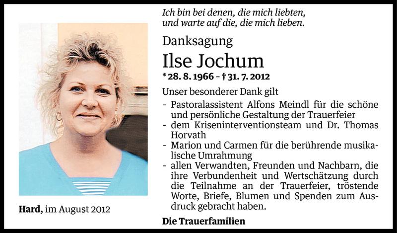  Todesanzeige für Ilse Jochum vom 25.08.2012 aus Vorarlberger Nachrichten